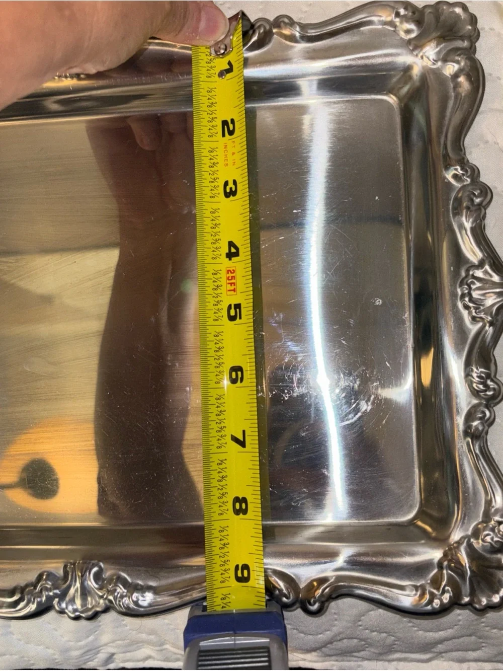 Ornate Silver Serving Tray - Silver